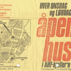 Brosjyre for kafeen AHF-kjeller'n med kart. Brosjyre for kafeen i AHF-kjeller'n med kart.
