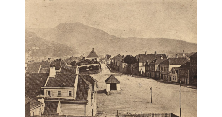 Klosteret, 1864. Foto: Knud Knudsen, Billedsamlingen, UiB. 