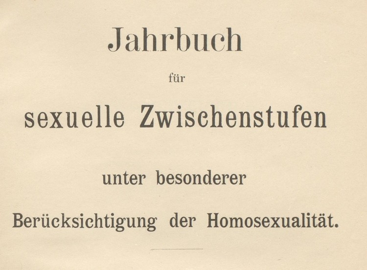 Tittelbladet fra Magnus Hirschfelds Jahrbuch für sexuelle Zwischenstufen, 1899.