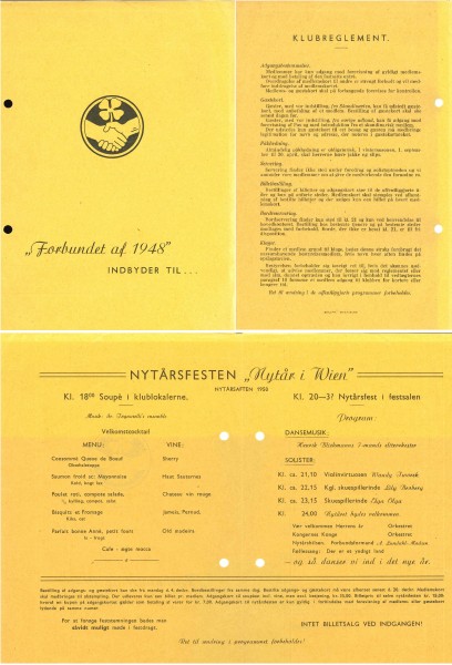 Invitasjon til Forbundet af 1948s nyttårsfeiring for 1950.