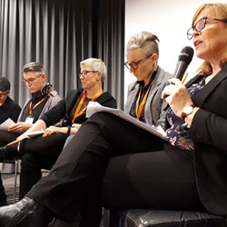 Panel discussion on queer archives and history 2019. From the right: Tone Hellesund (Skeivt arkiv), Sara Edenheim (historian, did not take a beer with the rest of us), Rita Paqvalén (Friends of Queer History), Olov Kriström (The Archives and Library of the Queer Movement), Anna Linder (Swedish Archive for Queer Moving Images). Out of picture: the moderator of the panel discussion and author of this blog text.