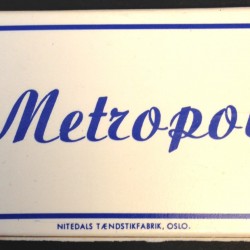 Fyrstikkeske fra det kjente utestedet Metropol.